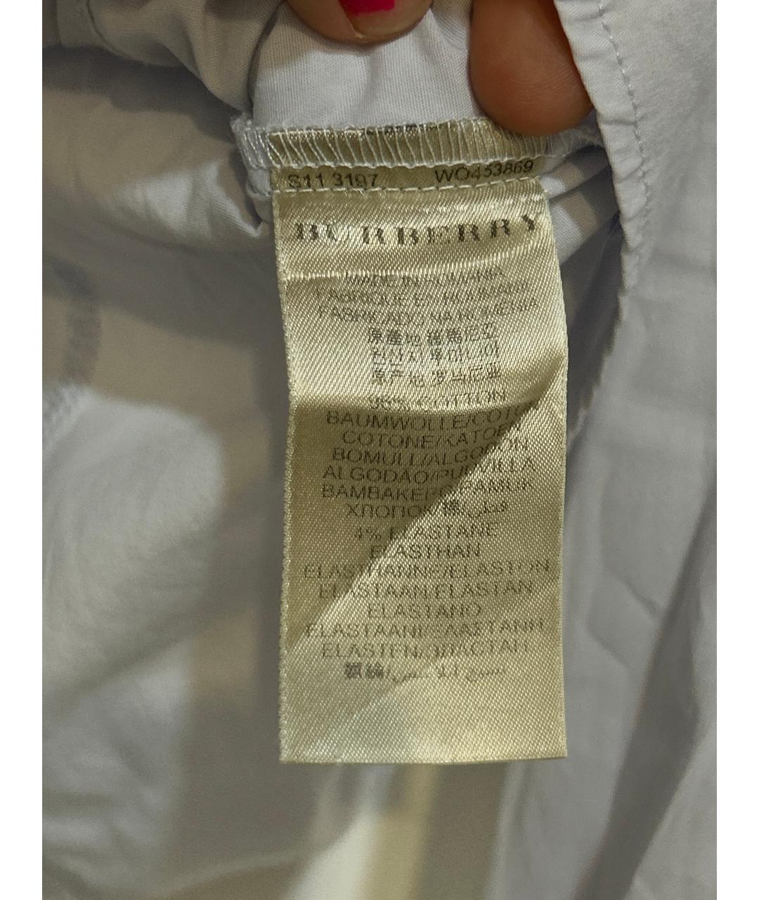 BURBERRY Голубая хлопко-эластановая рубашка, фото 4