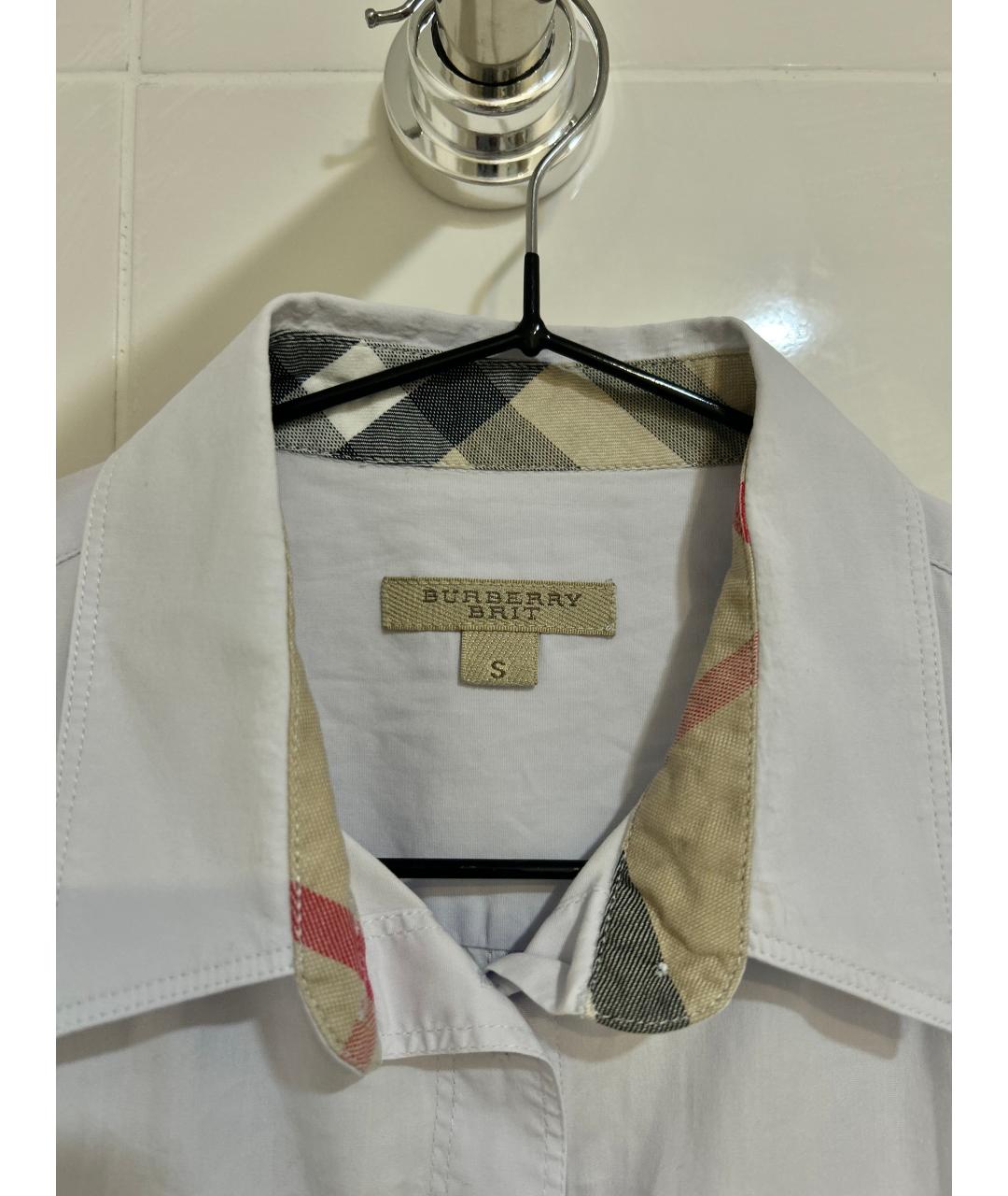 BURBERRY Голубая хлопко-эластановая рубашка, фото 3