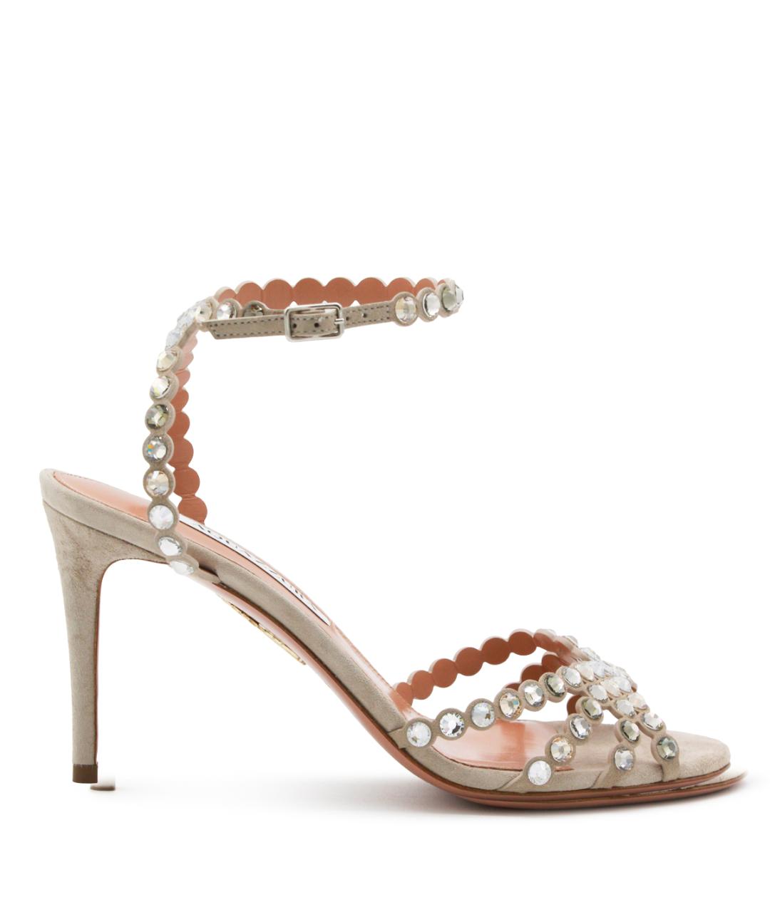 AQUAZZURA Бежевые замшевые босоножки, фото 1