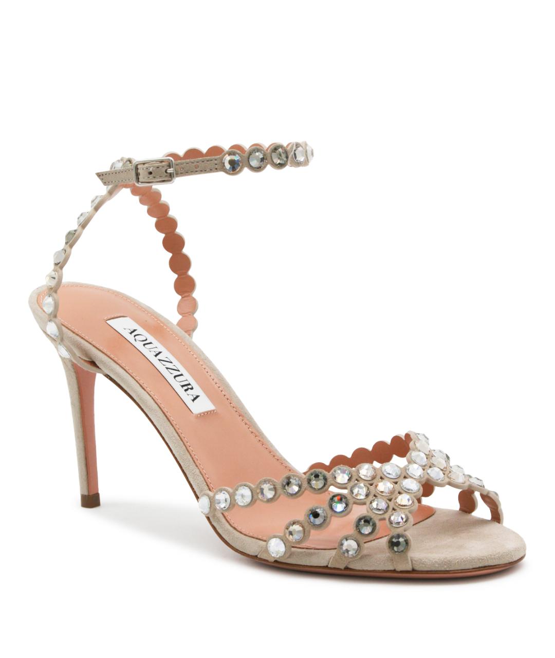 AQUAZZURA Бежевые замшевые босоножки, фото 2