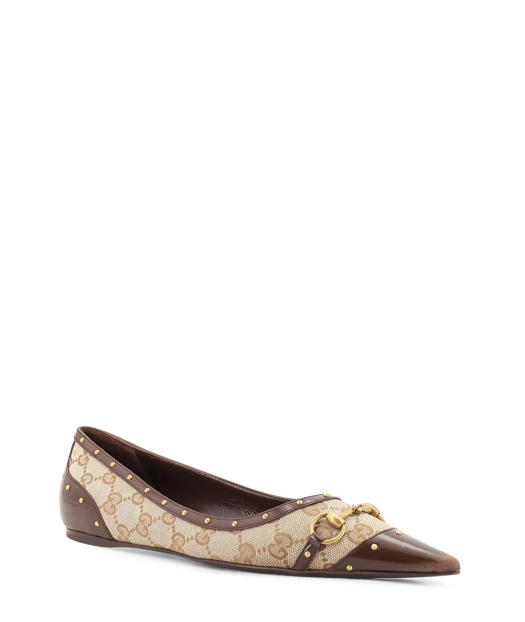GUCCI Бежевые текстильные балетки, фото 2