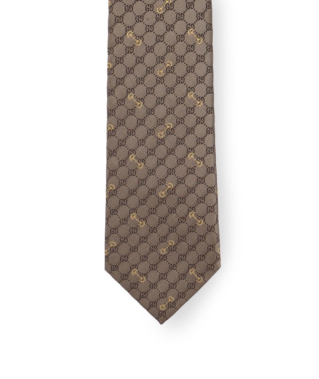 GUCCI Коричневый шелковый галстук, фото 3