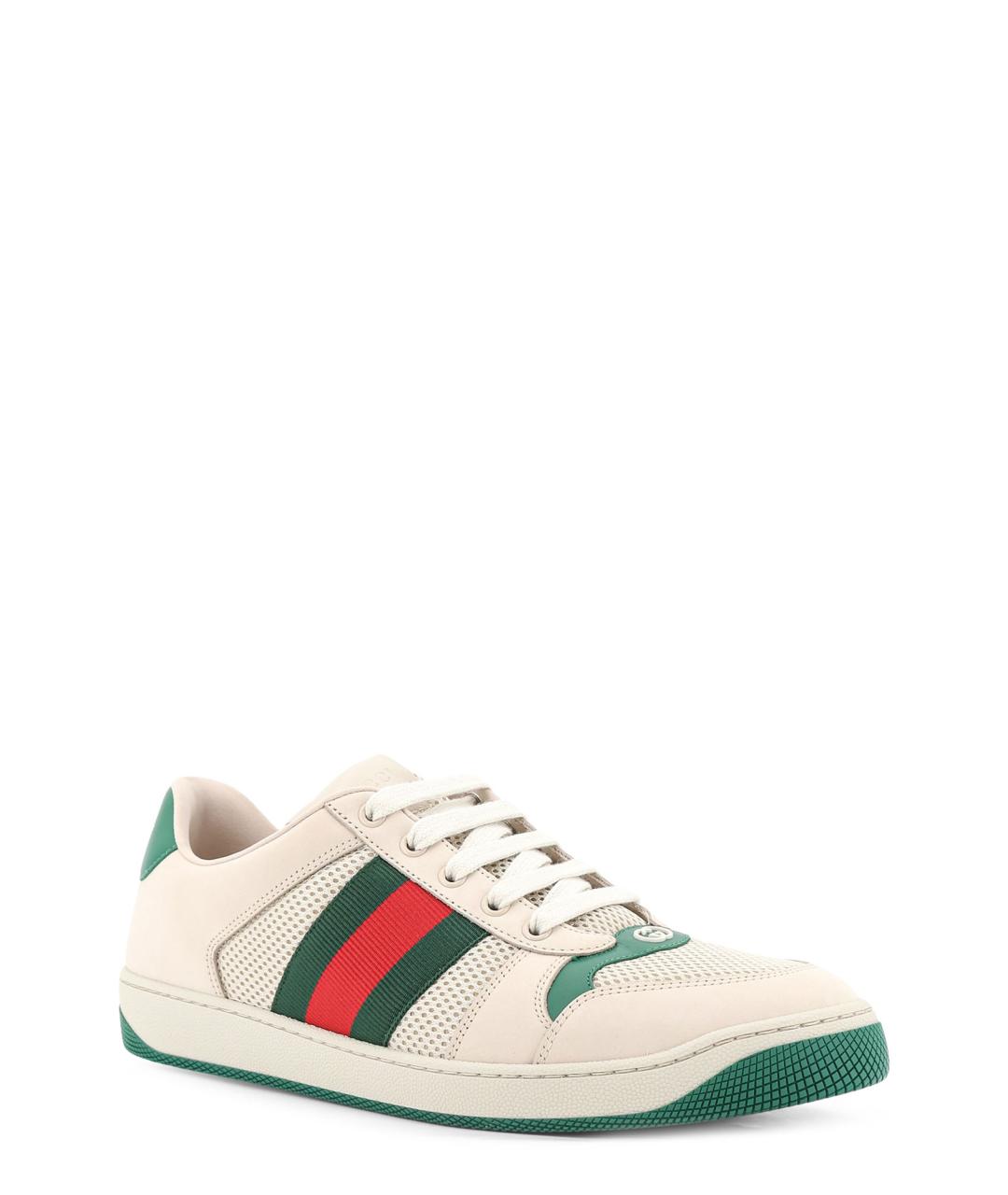 GUCCI Белые текстильные низкие кроссовки / кеды, фото 2