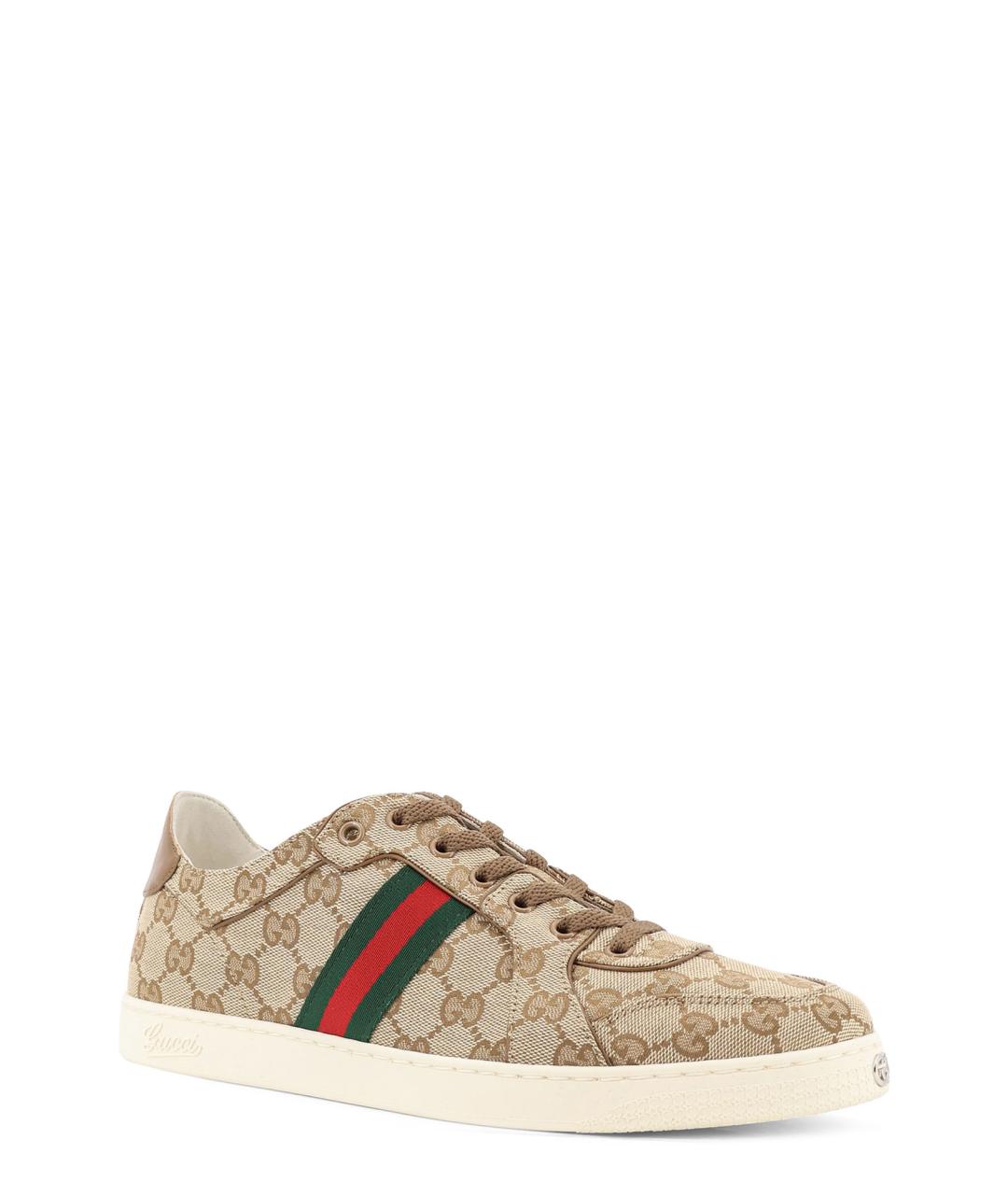 GUCCI Бежевые текстильные низкие кроссовки / кеды, фото 2
