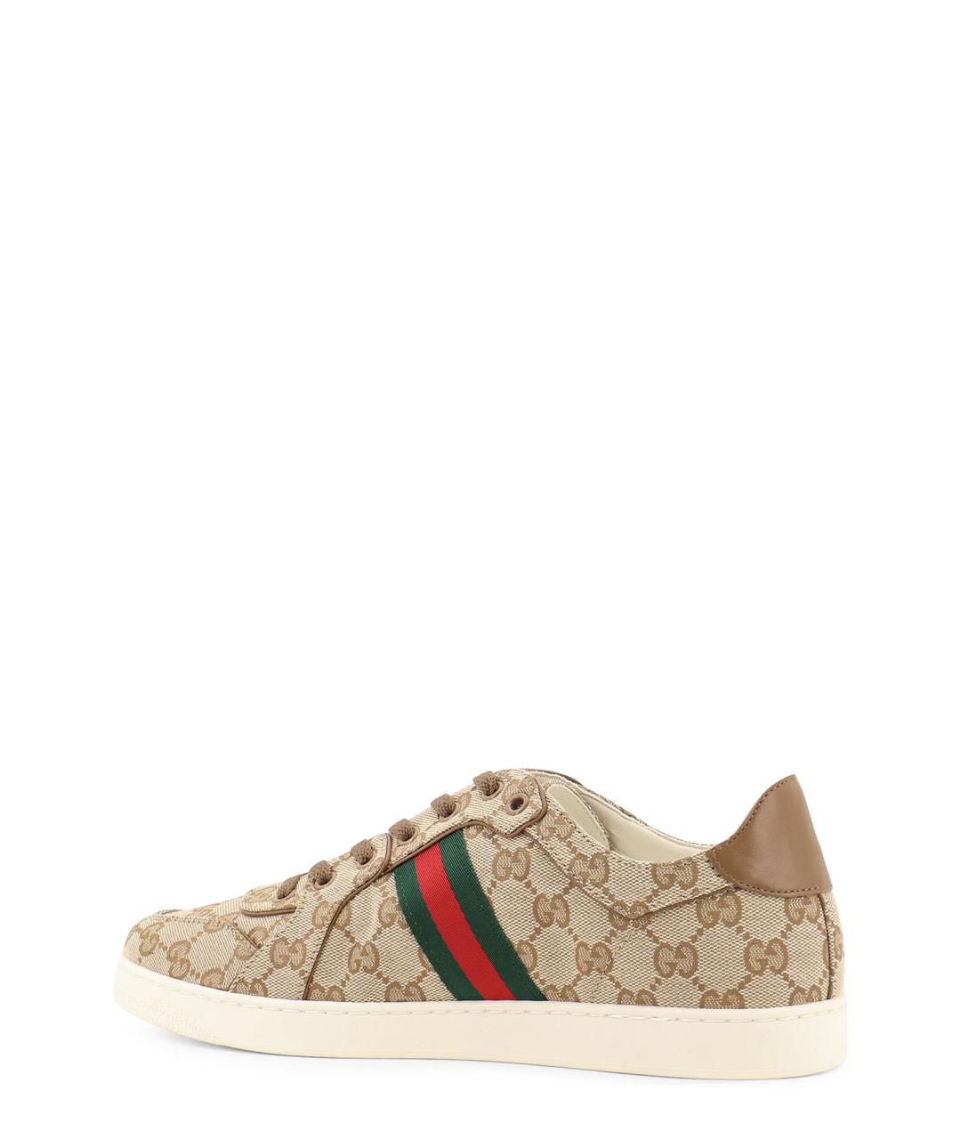 GUCCI Бежевые текстильные низкие кроссовки / кеды, фото 3