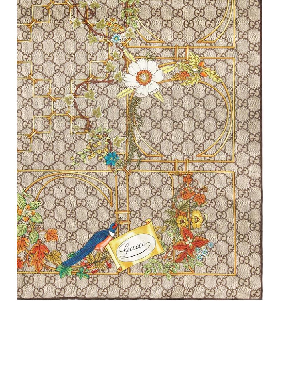 GUCCI Бежевый шелковый шарф, фото 2