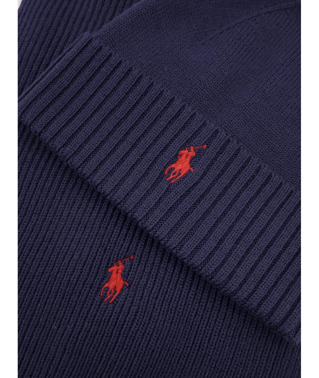 POLO RALPH LAUREN Темно-синий шерстяной шарф, фото 2