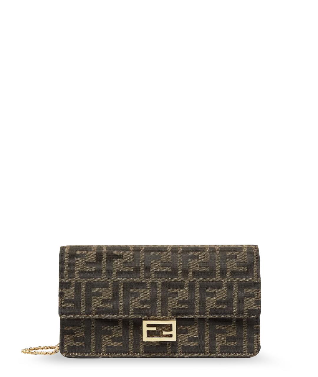 FENDI Коричневая жаккардовая сумка тоут, фото 1