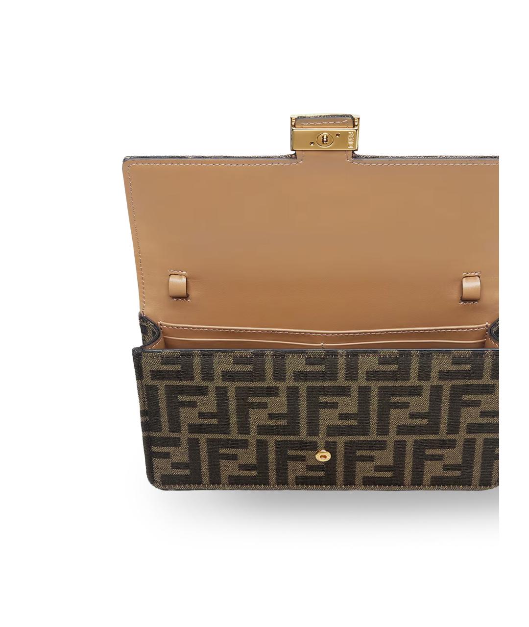 FENDI Коричневая жаккардовая сумка тоут, фото 4
