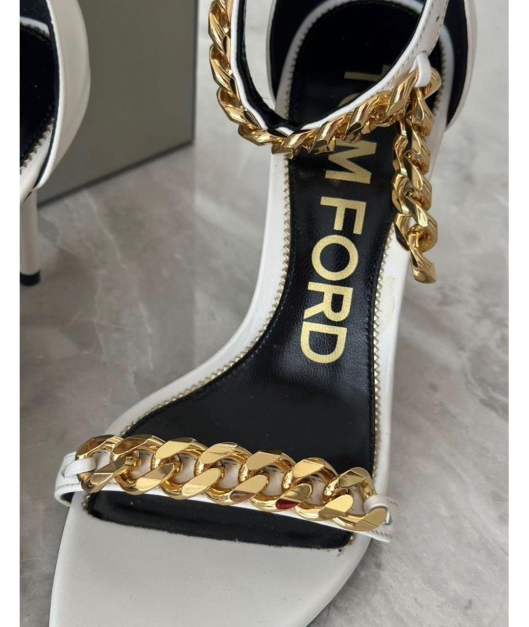 TOM FORD Белые кожаные босоножки, фото 8