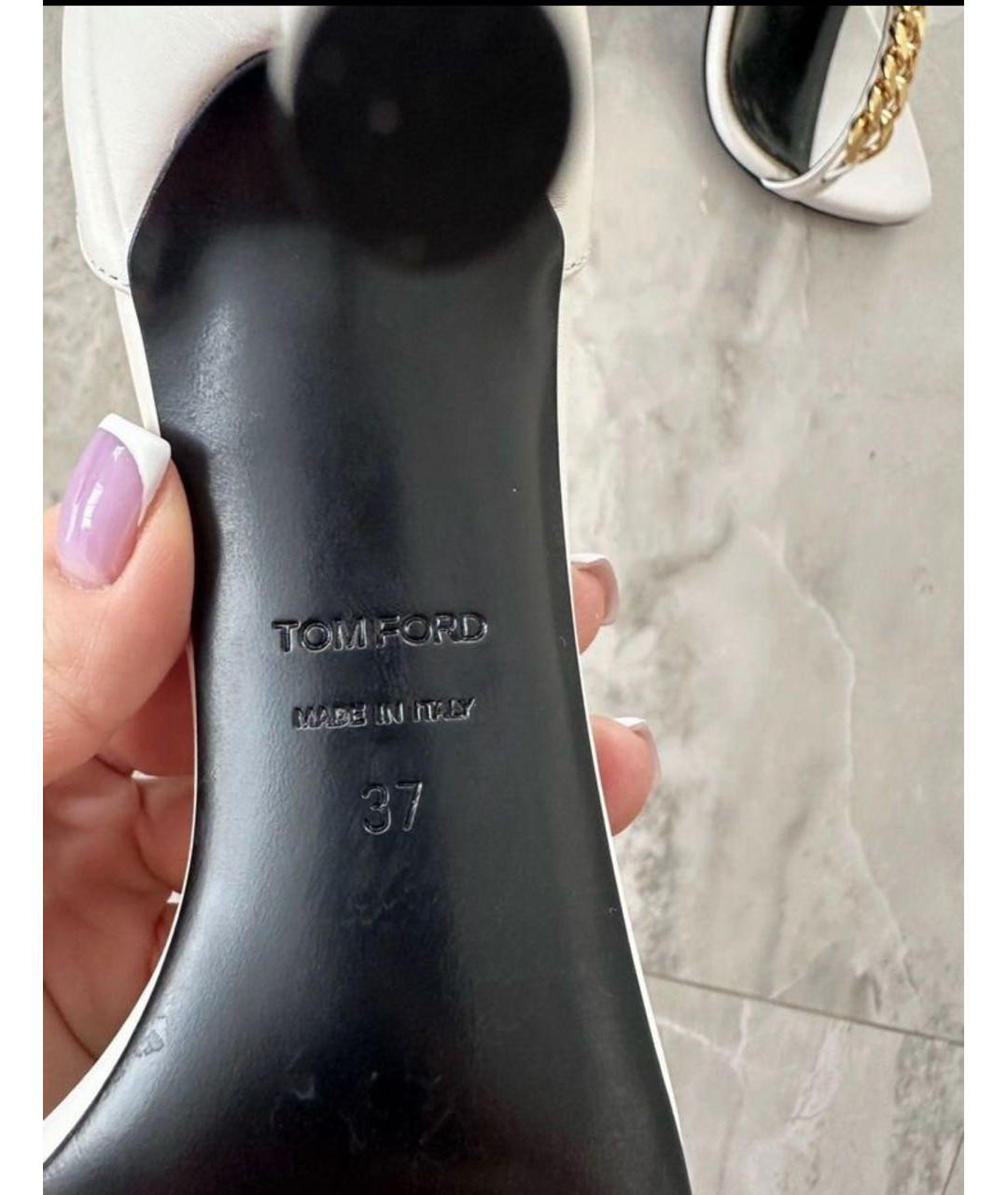TOM FORD Белые кожаные босоножки, фото 6