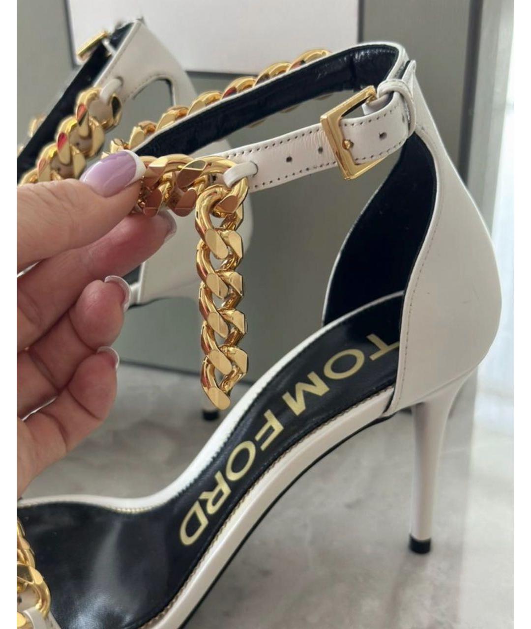 TOM FORD Белые кожаные босоножки, фото 4