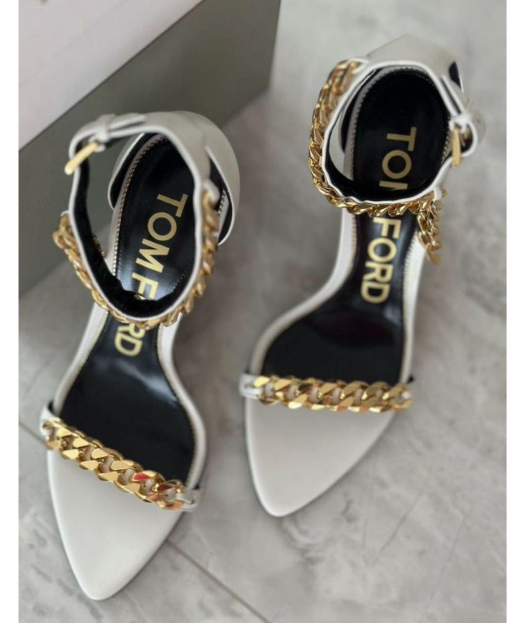 TOM FORD Белые кожаные босоножки, фото 3
