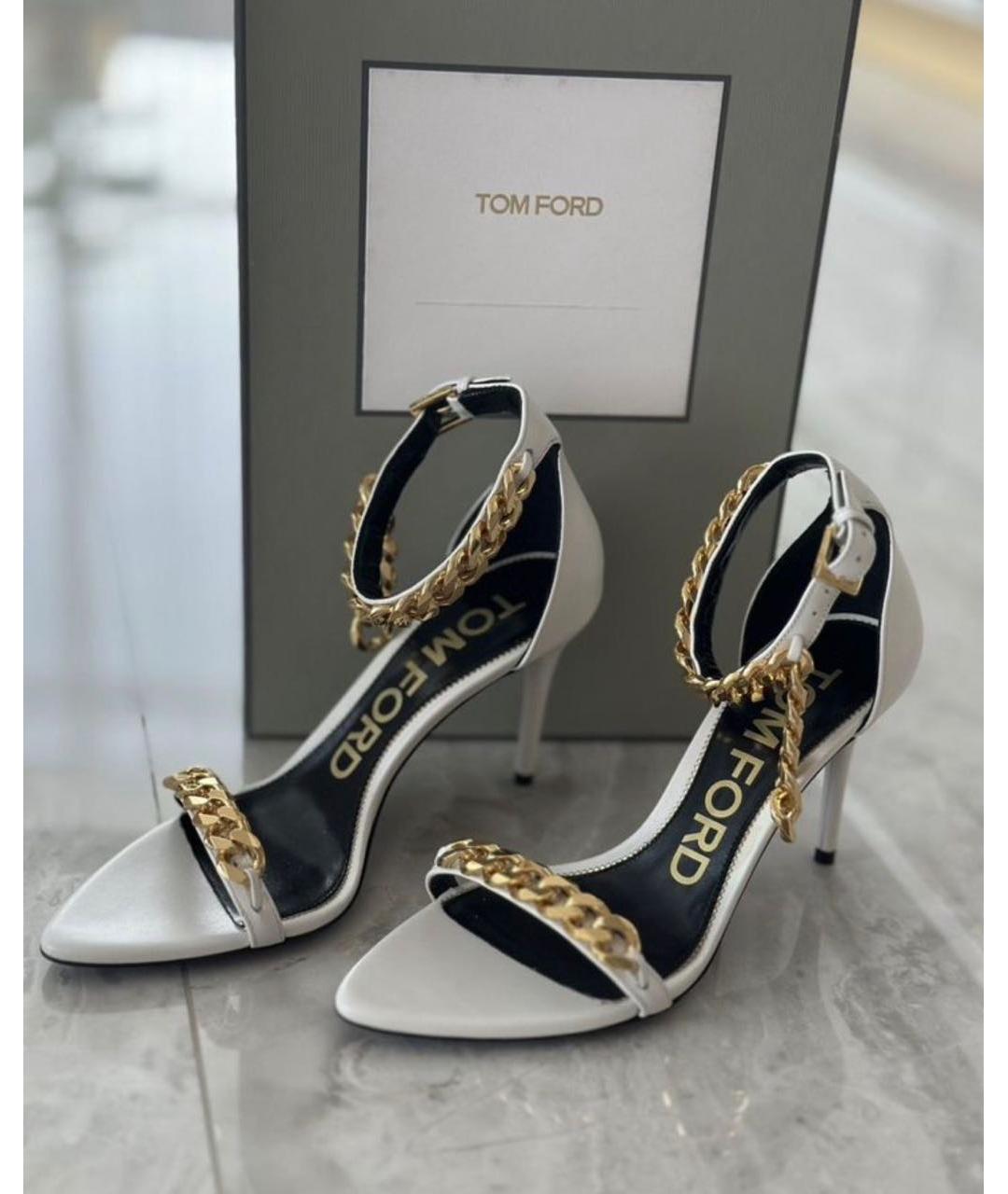 TOM FORD Белые кожаные босоножки, фото 2