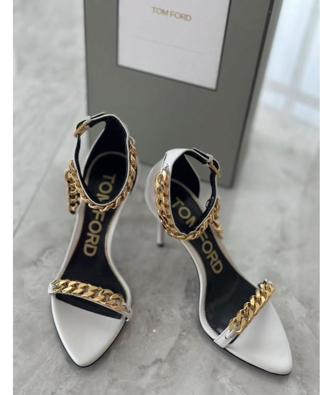 TOM FORD Белые кожаные босоножки, фото 5