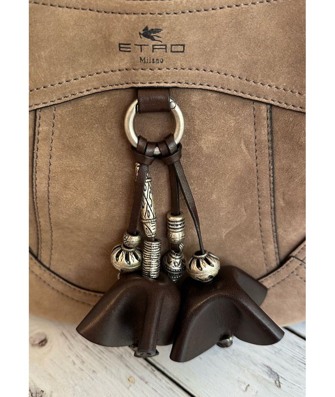 ETRO Коричневая кожаная сумка с короткими ручками, фото 8