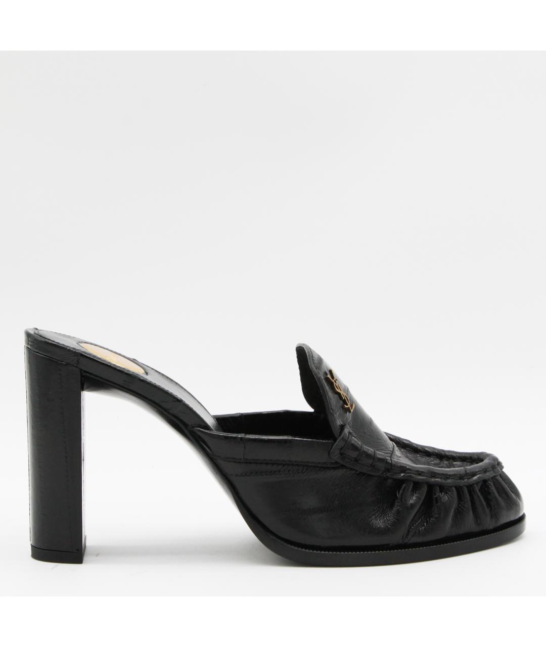 SAINT LAURENT Черные кожаные мюли, фото 5