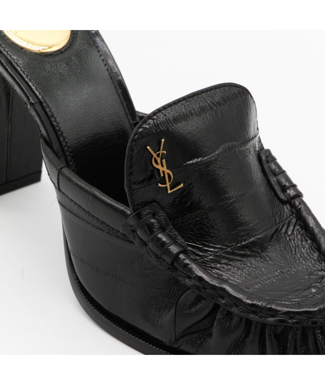 SAINT LAURENT Черные кожаные мюли, фото 4