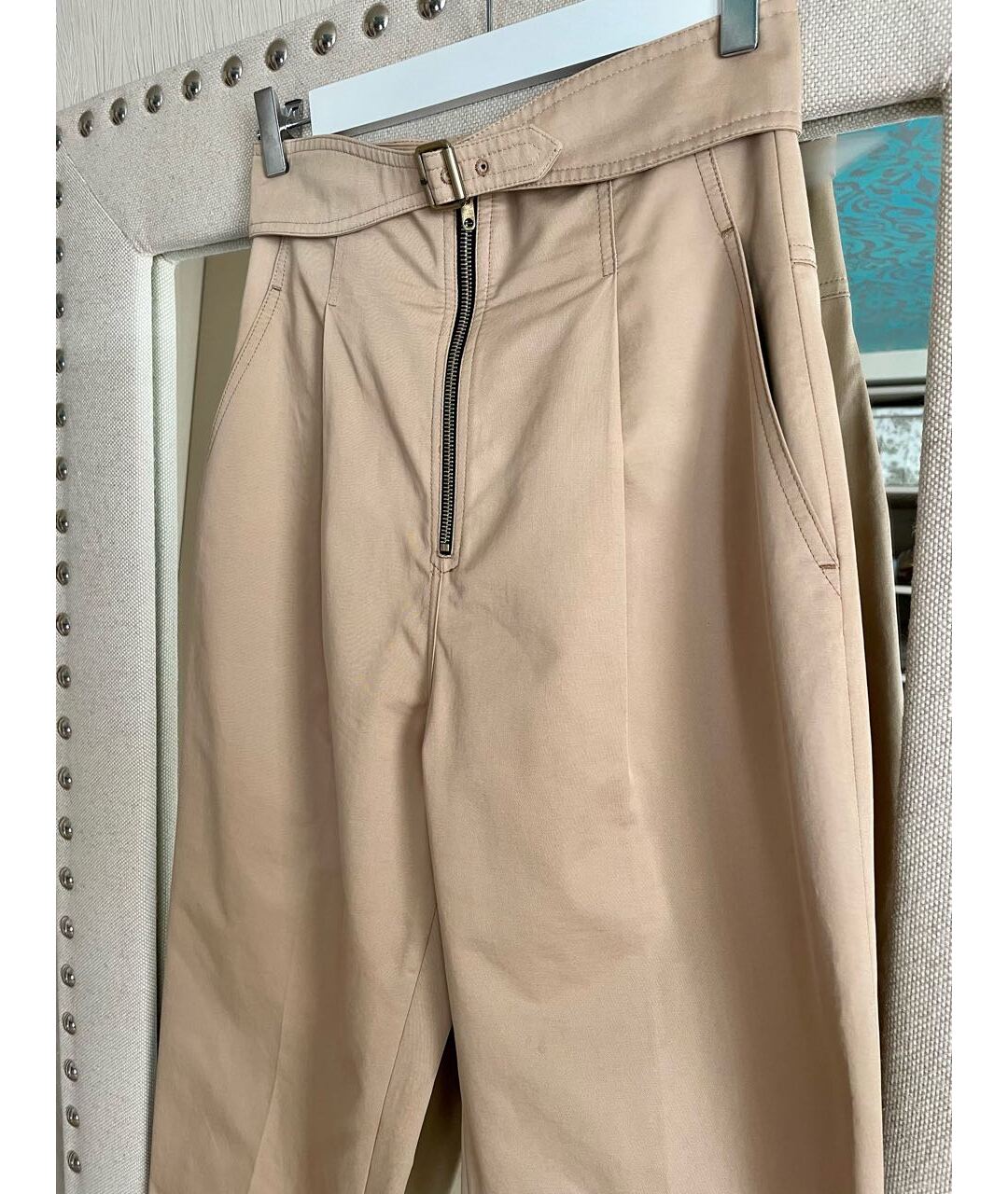 SANDRO Бежевые хлопковые прямые брюки, фото 2