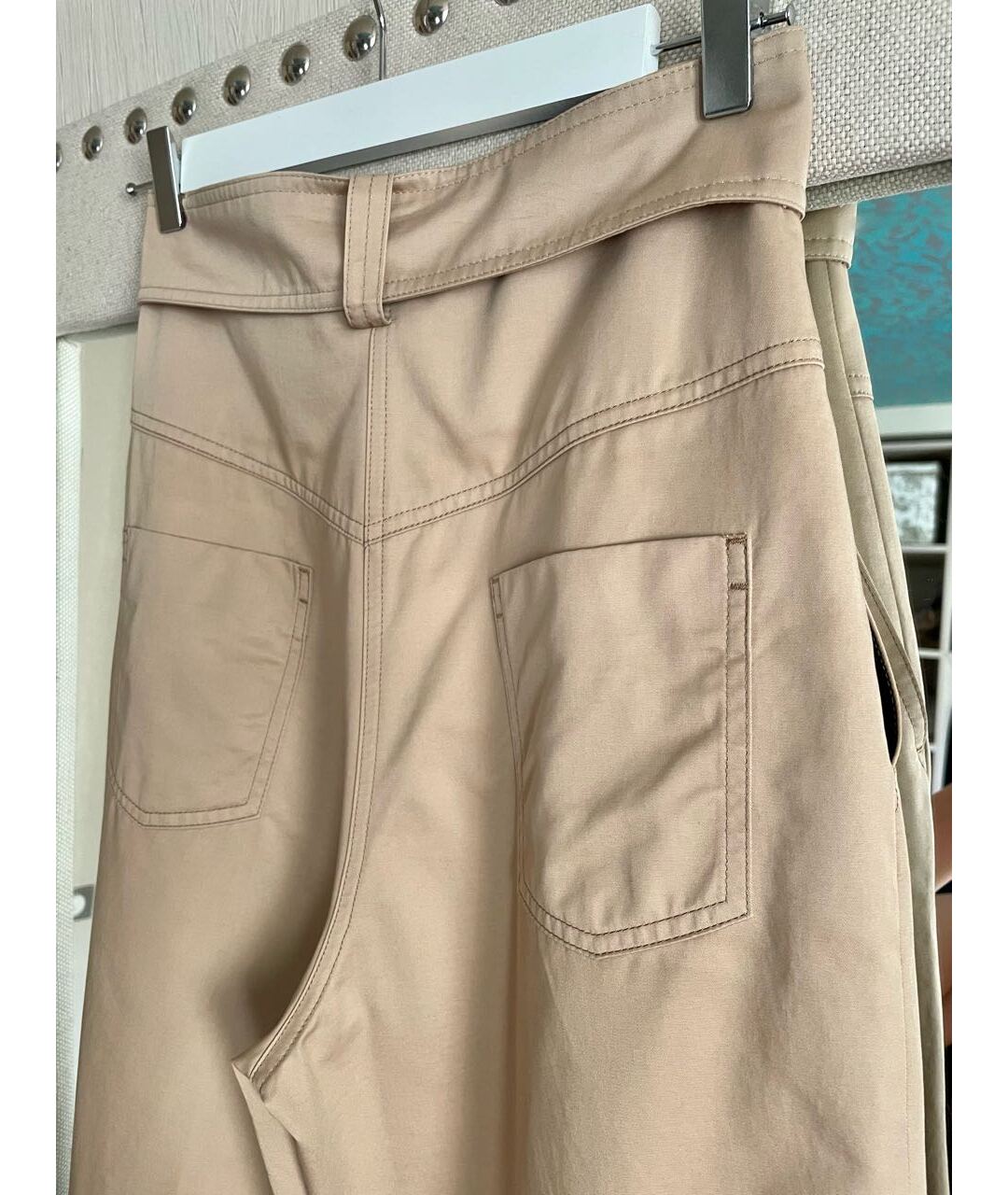 SANDRO Бежевые хлопковые прямые брюки, фото 5
