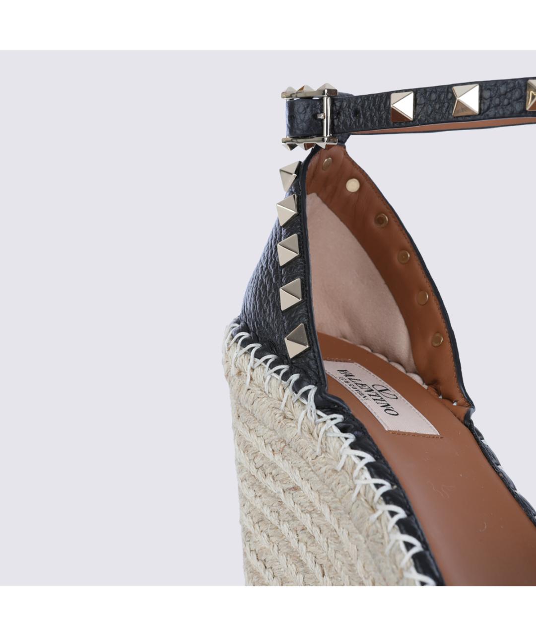 VALENTINO Черные кожаные босоножки, фото 4