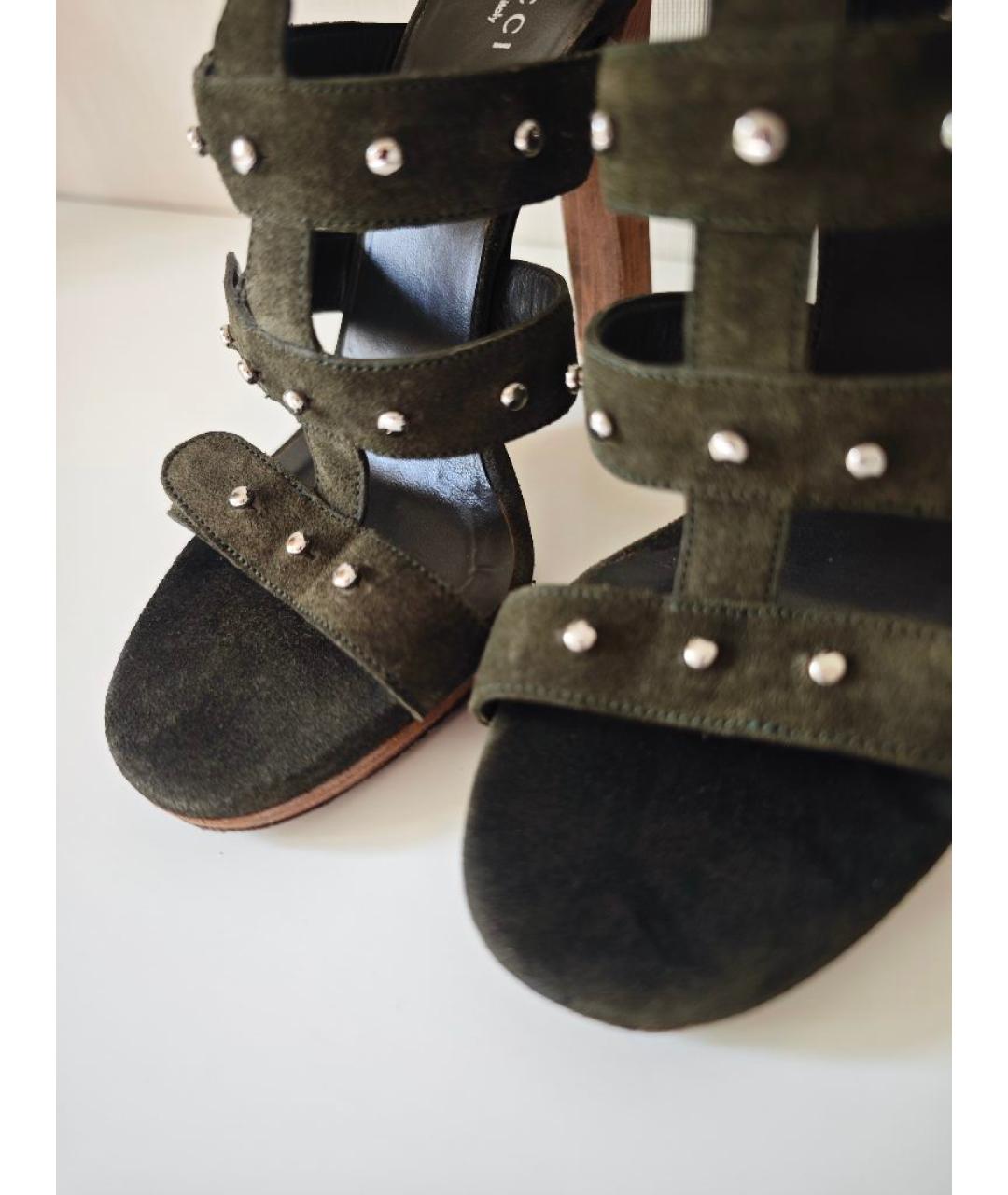 GUCCI Хаки замшевые босоножки, фото 3