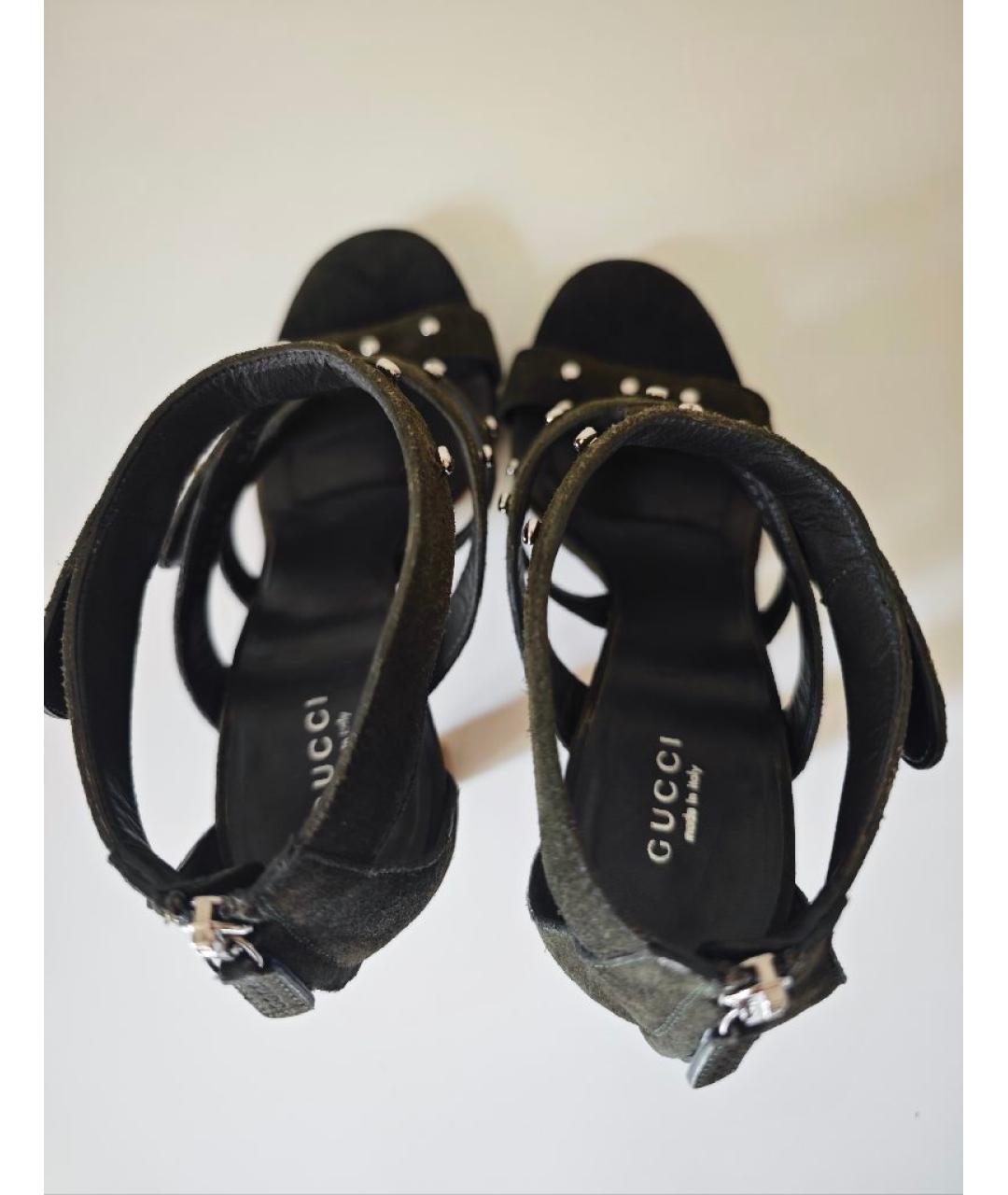 GUCCI Хаки замшевые босоножки, фото 4