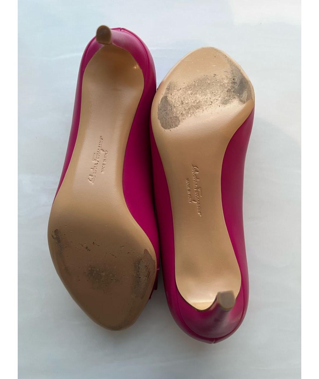 FERRAGAMO Фуксия кожаные туфли, фото 5