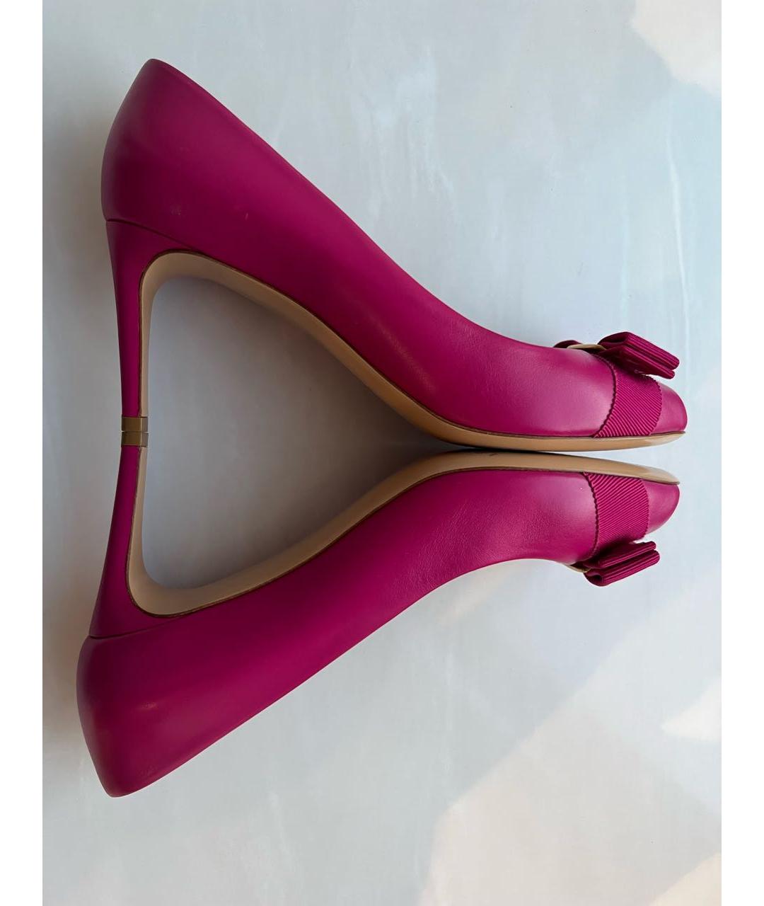 FERRAGAMO Фуксия кожаные туфли, фото 6
