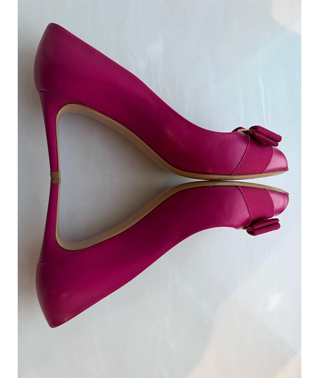 FERRAGAMO Фуксия кожаные туфли, фото 4