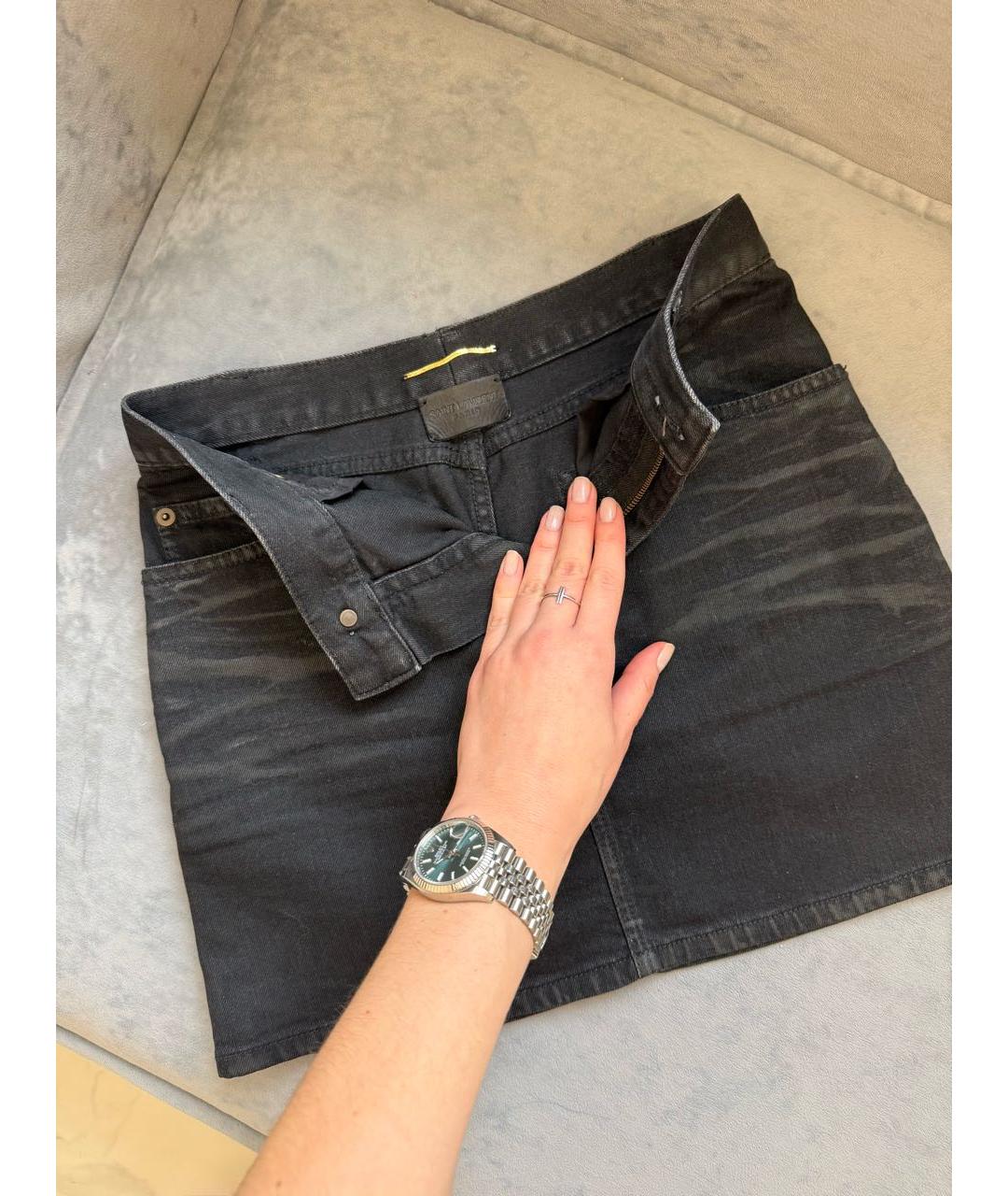 SAINT LAURENT Черная юбка мини, фото 7