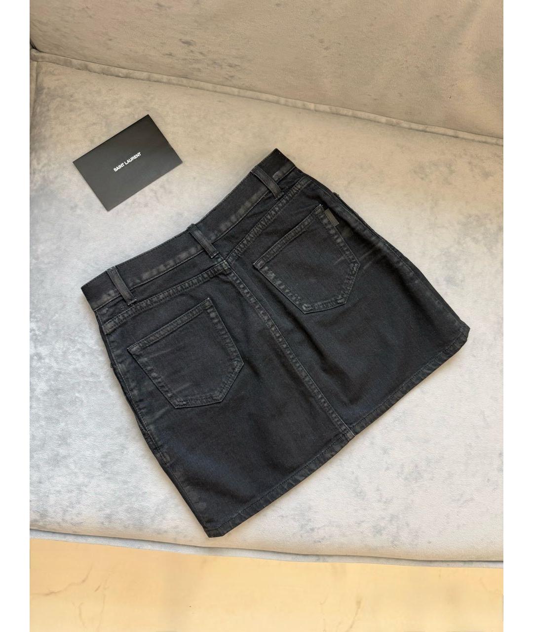 SAINT LAURENT Черная юбка мини, фото 8