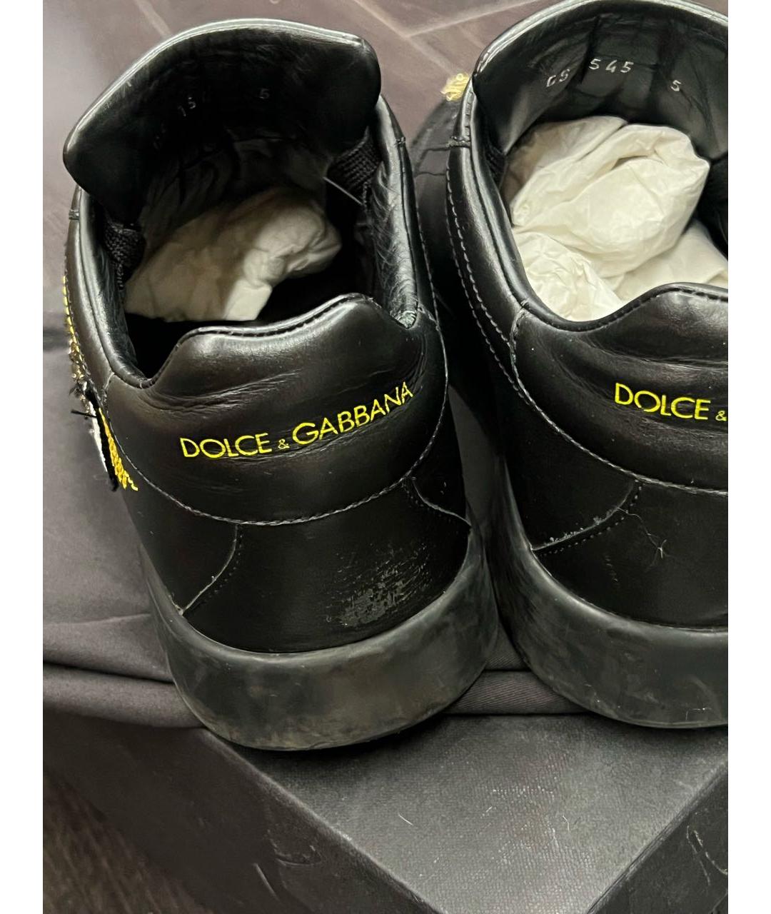 DOLCE&GABBANA Черные кожаные кроссовки, фото 5
