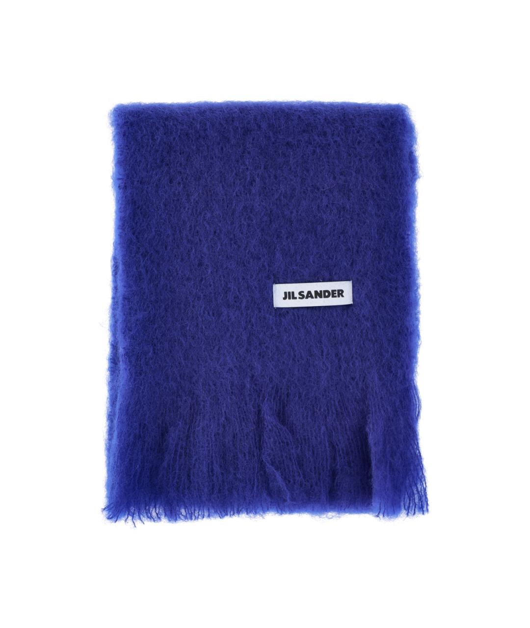 JIL SANDER Синий шерстяной шарф, фото 2