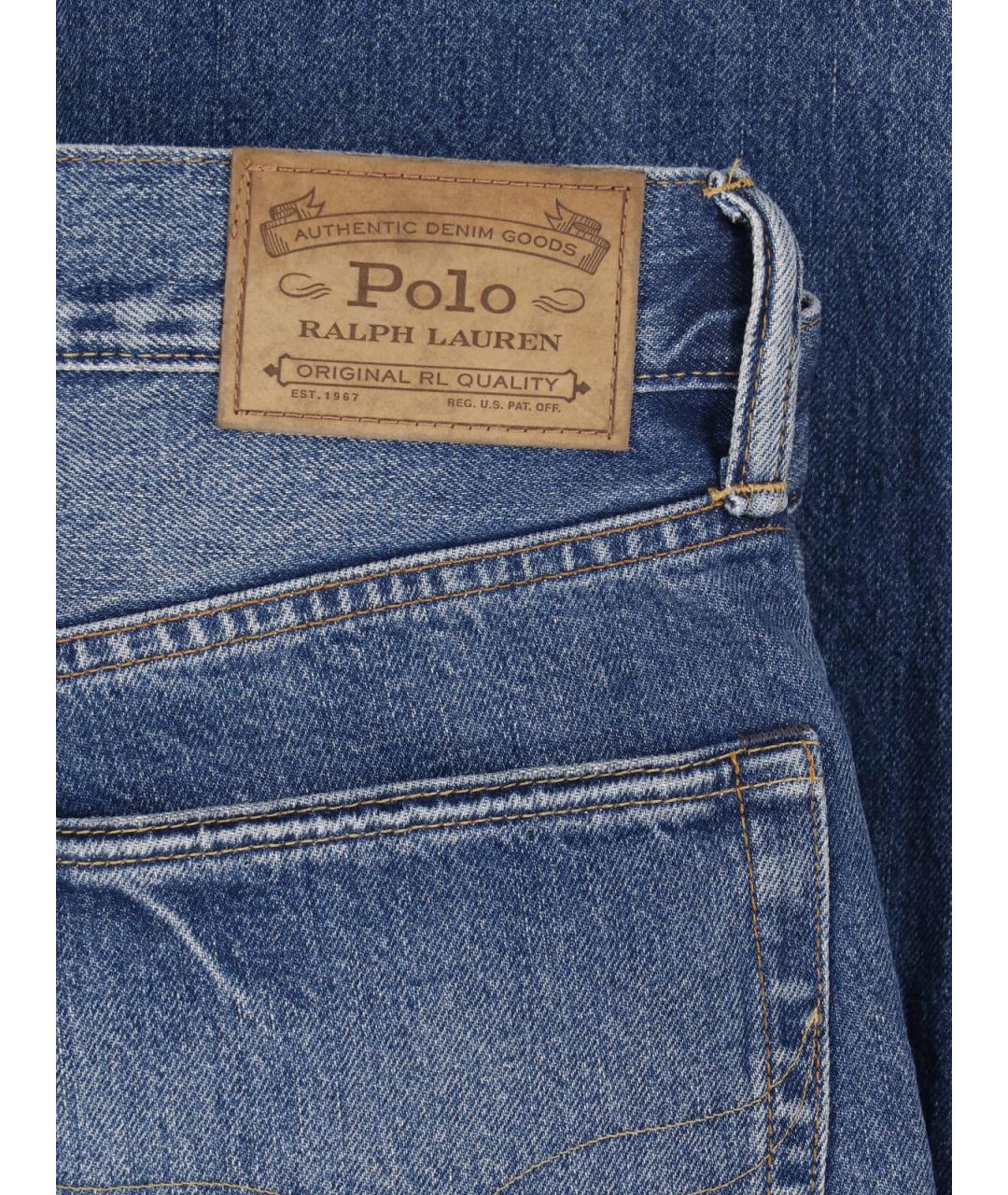 POLO RALPH LAUREN Синие хлопковые прямые джинсы, фото 5