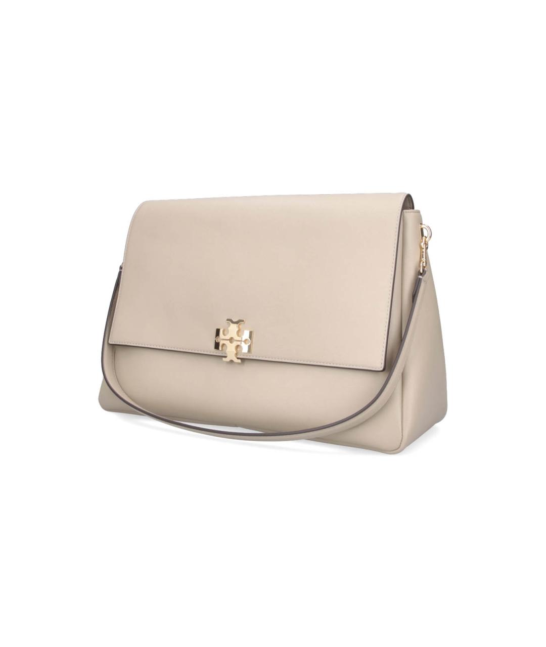 TORY BURCH Бежевая кожаная сумка с короткими ручками, фото 2