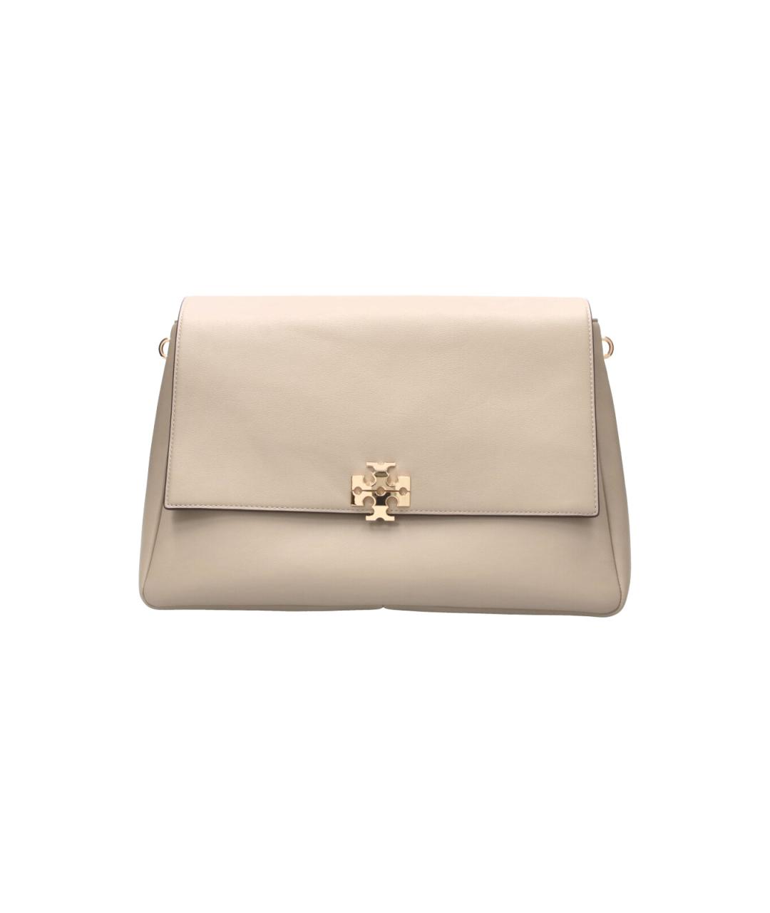 TORY BURCH Бежевая кожаная сумка с короткими ручками, фото 1