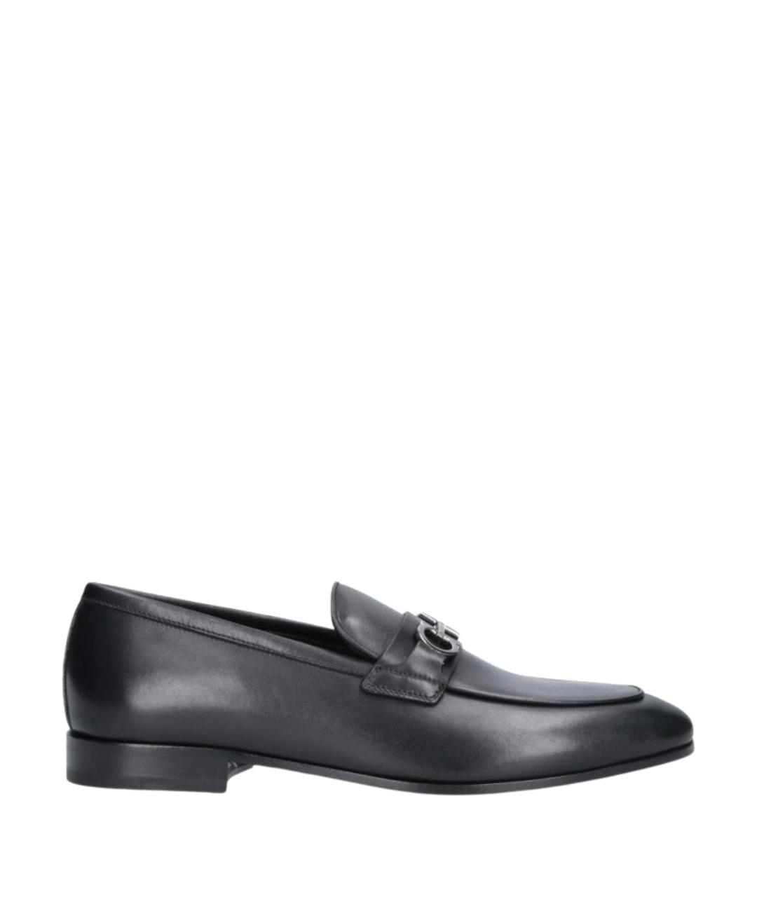 FERRAGAMO Черные кожаные лоферы, фото 1