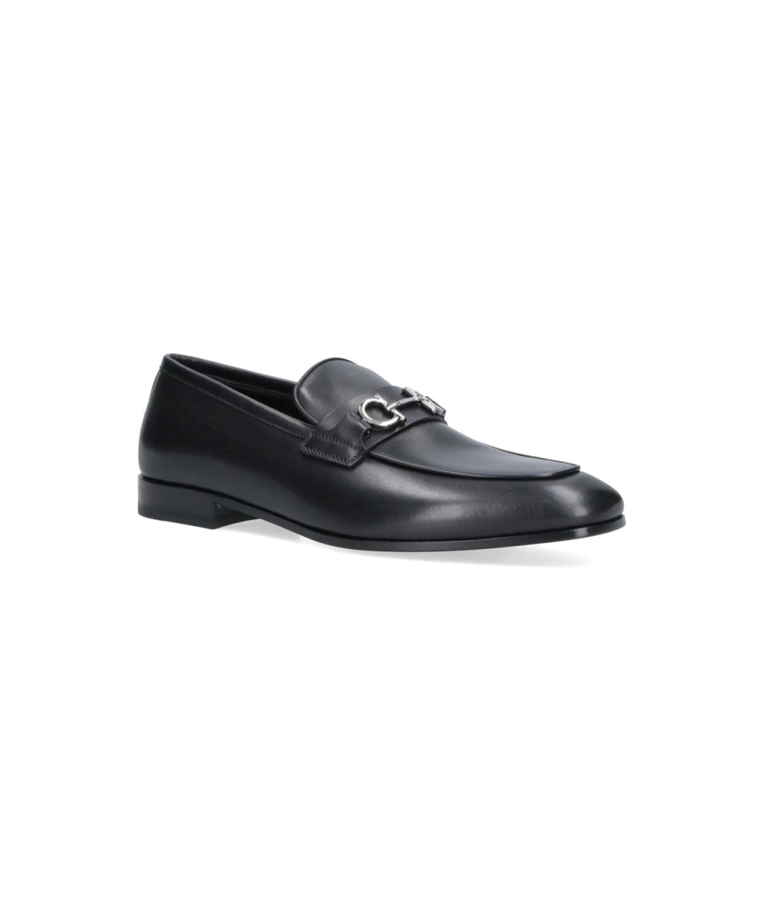 FERRAGAMO Черные кожаные лоферы, фото 2