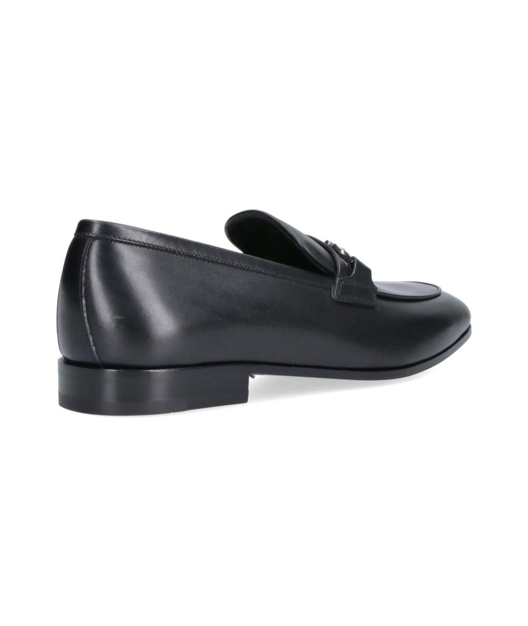 FERRAGAMO Черные кожаные лоферы, фото 4