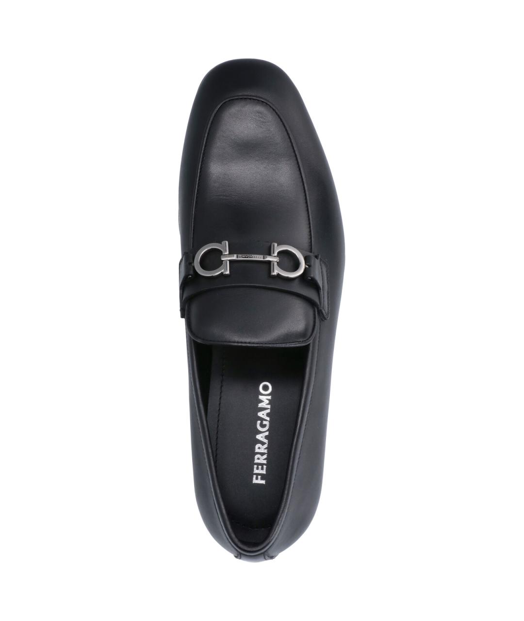 FERRAGAMO Черные кожаные лоферы, фото 5
