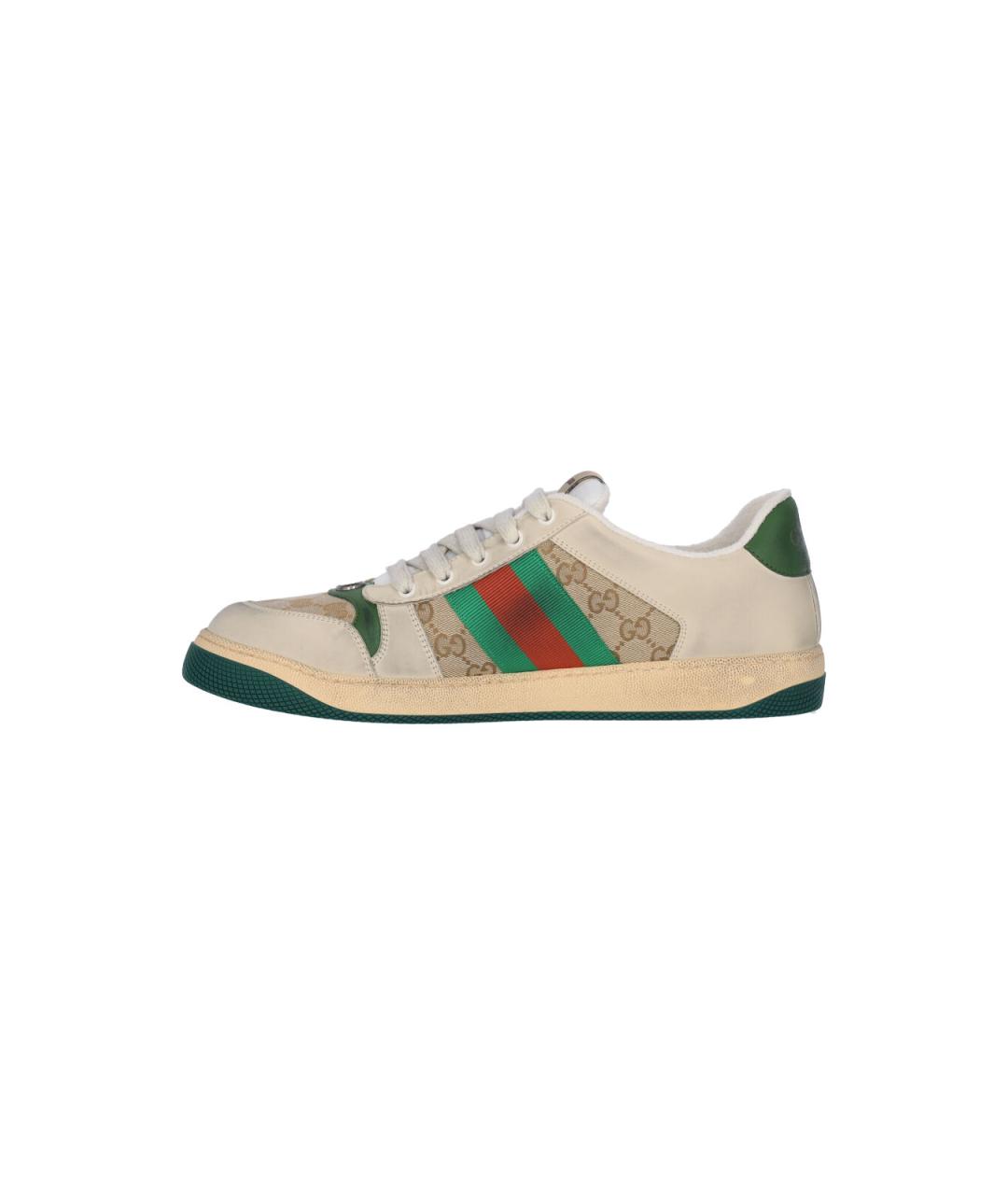 GUCCI Бежевые кожаные низкие кроссовки / кеды, фото 3