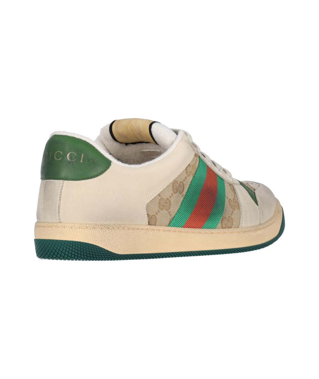 GUCCI Бежевые кожаные низкие кроссовки / кеды, фото 4
