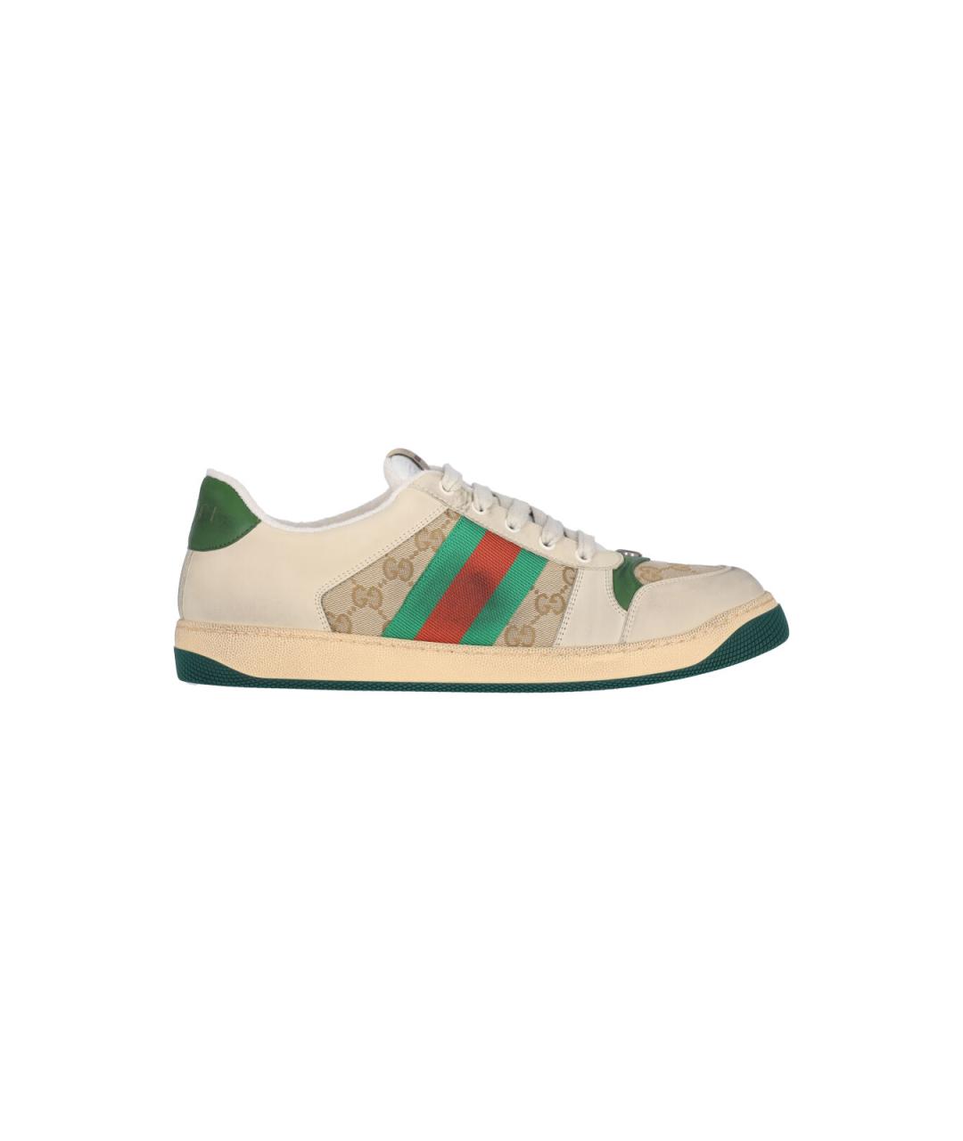 GUCCI Бежевые кожаные низкие кроссовки / кеды, фото 6