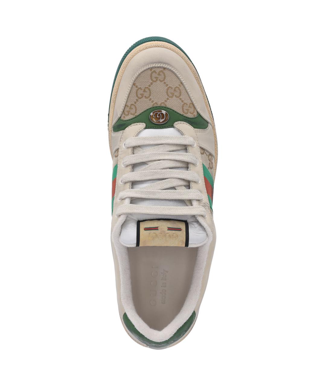 GUCCI Бежевые кожаные низкие кроссовки / кеды, фото 5