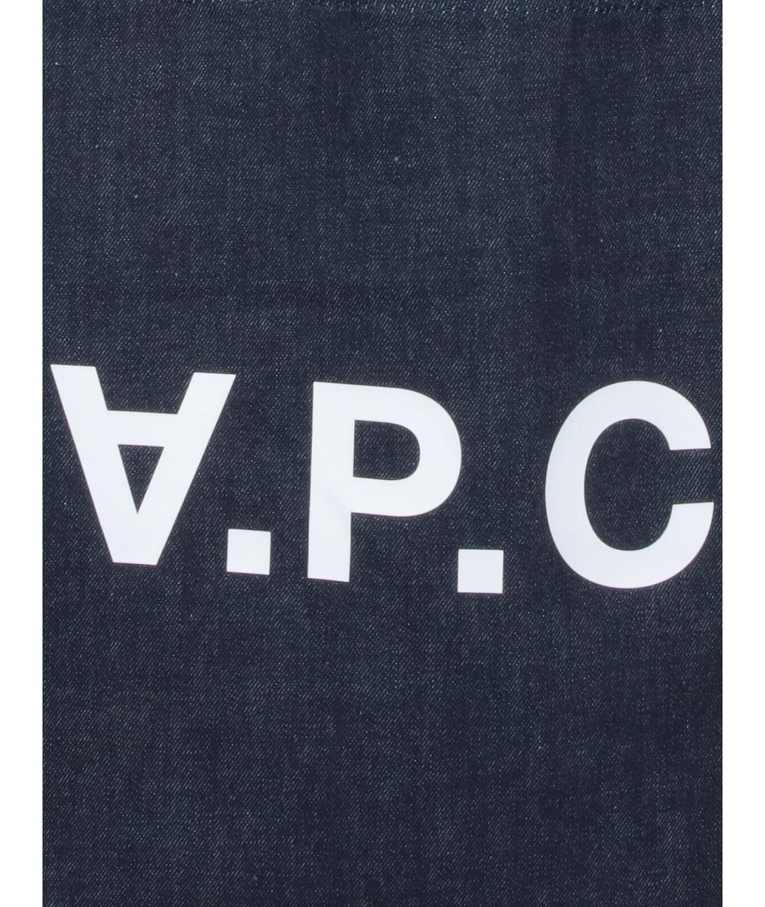 A.P.C. Синяя хлопковая сумка тоут, фото 4