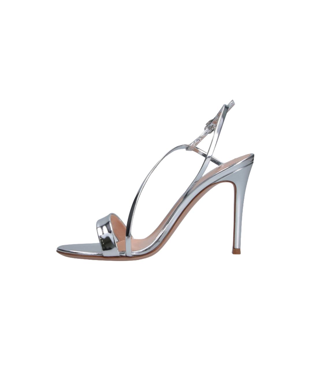 GIANVITO ROSSI Серебряные кожаные босоножки, фото 3