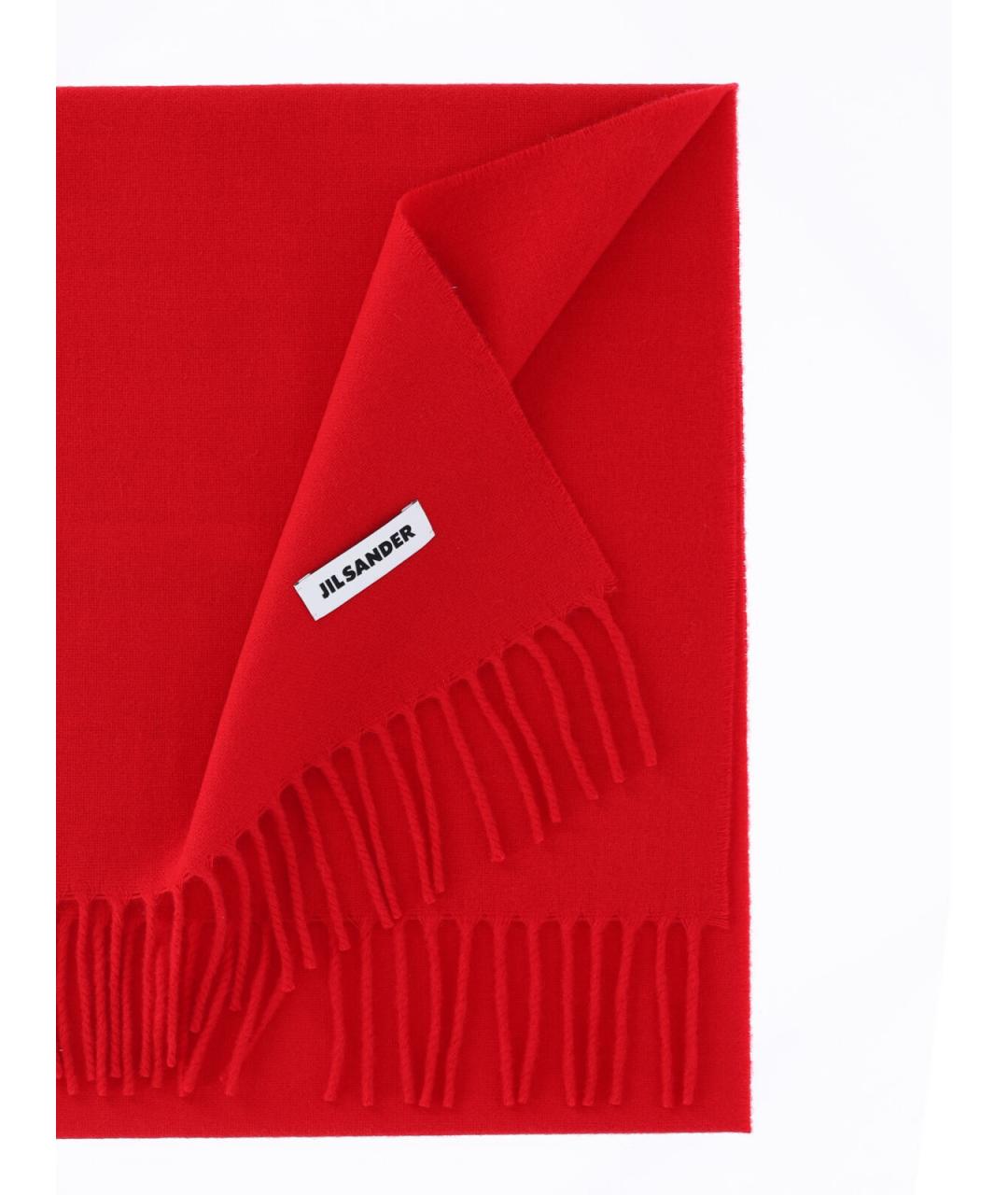 JIL SANDER Красный шерстяной шарф, фото 3