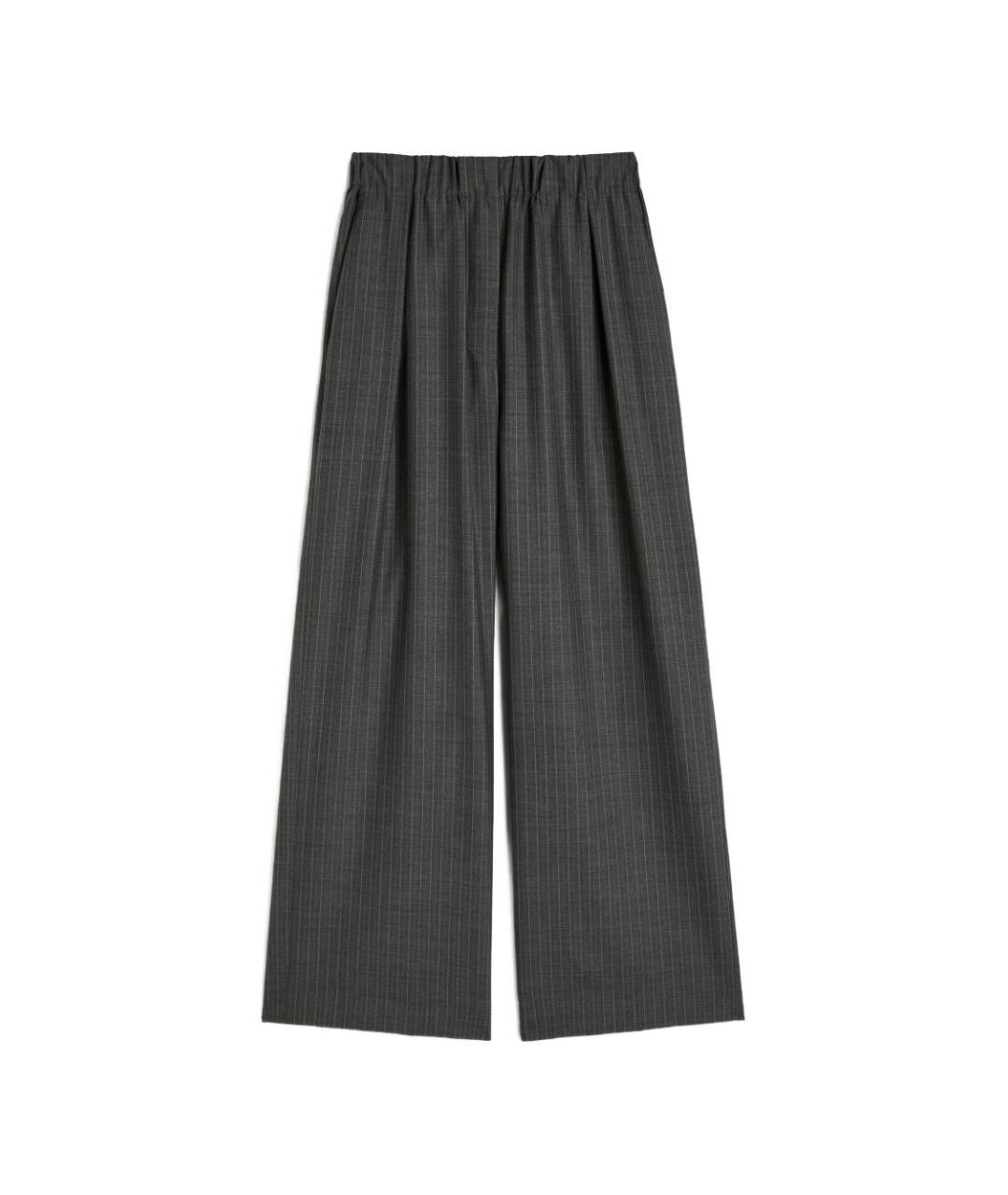 JIL SANDER Серые шерстяные прямые брюки, фото 1