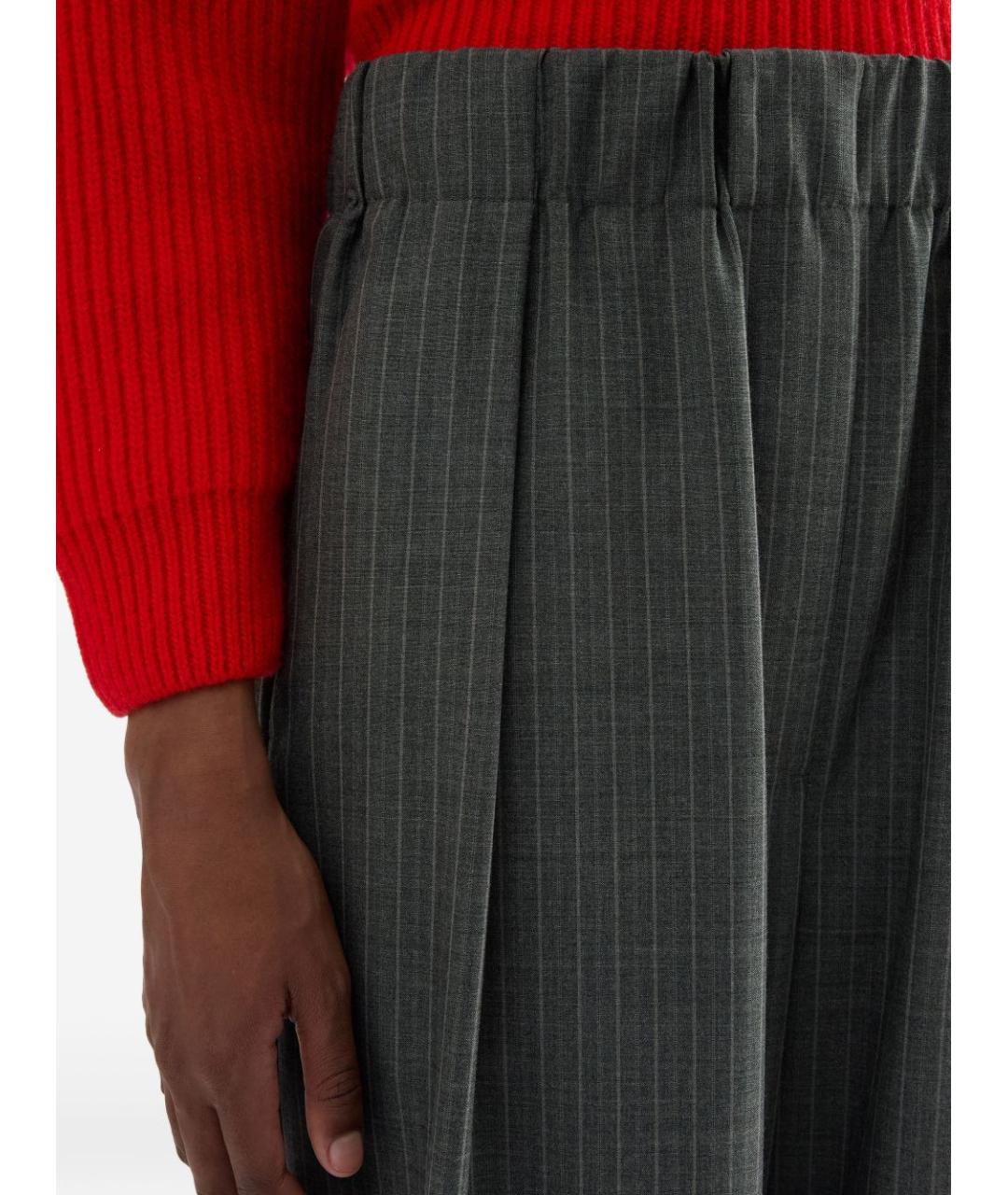JIL SANDER Серые шерстяные прямые брюки, фото 2